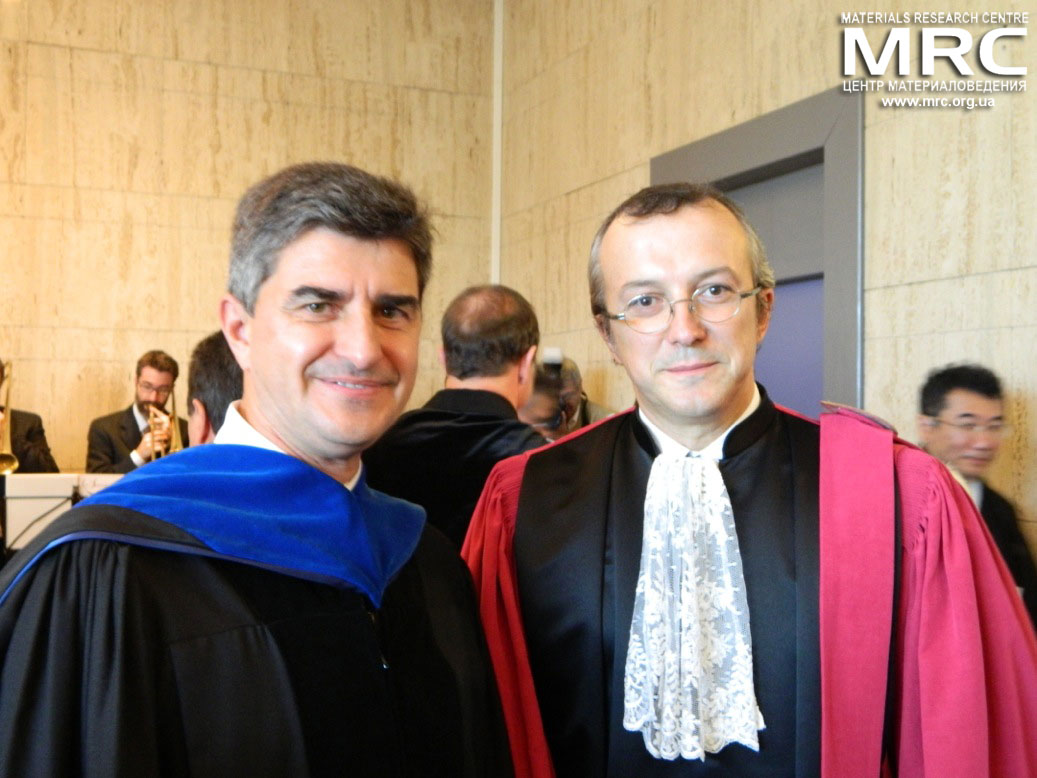 Dr. Yury Gogotsi (Drexel University, USA) and prof. Patrice Simon (Paul Sabatier University of Toulouse III, France) at Doctor Honoris Causa award ceremony